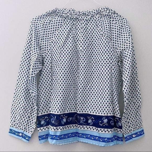 NWT J.Crew Tie-front ruffle top in blue print - Picture 8 of 8